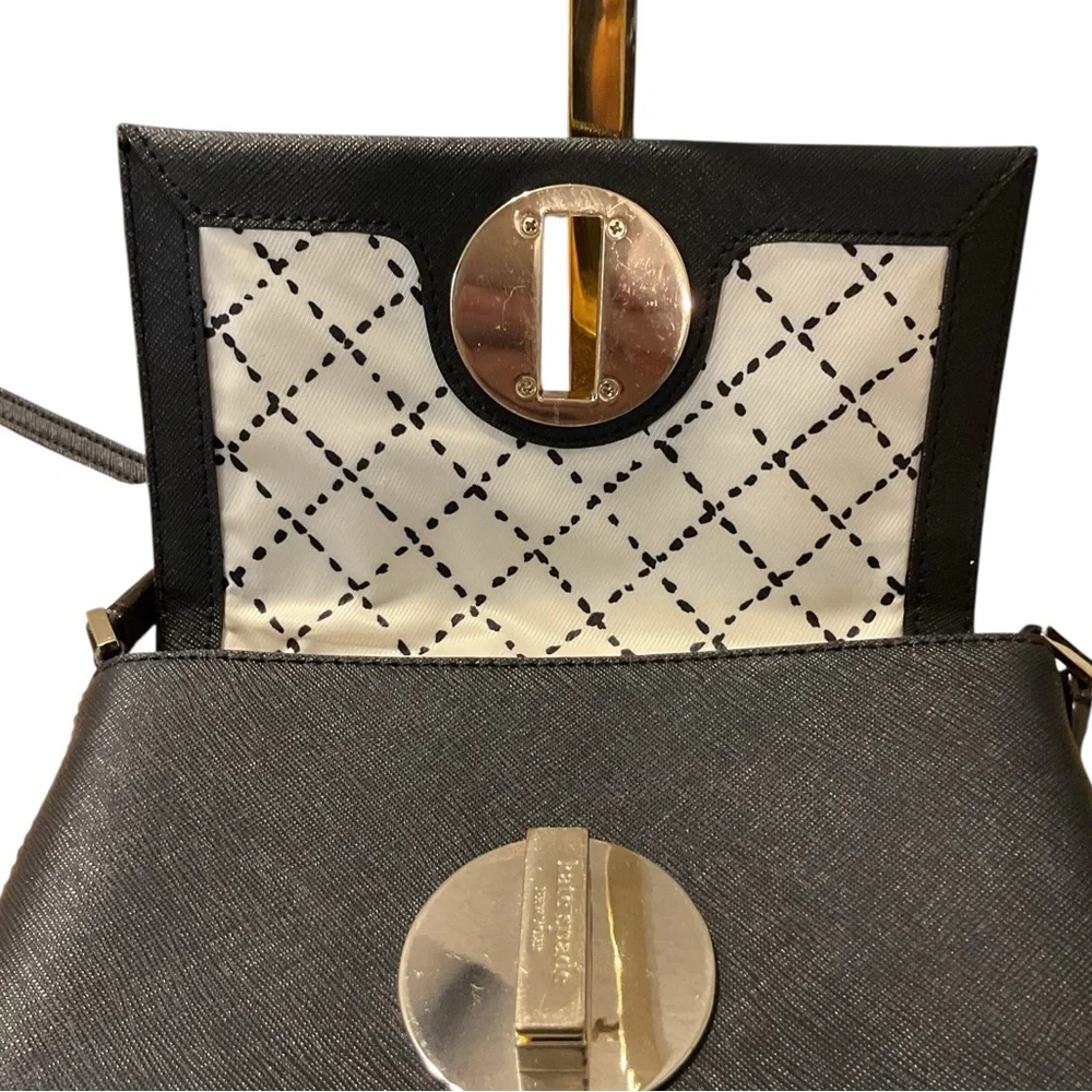 Kate Spade NY Black SAFFIANO Leather cross‎ Bag with Gold Accents